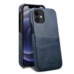 For iPhone 12 Pro Max Calf Texture Back Cover Protective Case with Card Slots(Blue)
