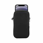 Universal Elasticity Zipper Protective Case Storage Bag with Lanyard  / 4.7-5.4 inch Smart Phones(Black)