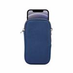 Universal Elasticity Zipper Protective Case Storage Bag with Lanyard  / 4.7-5.4 inch Smart Phones(Sapphire Blue)