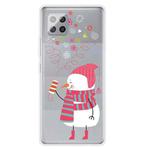 For Samsung Galaxy A42 5G Trendy Cute Christmas Patterned Case Clear TPU Cover Phone Cases(Fireworks and Snowmen)