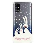 For Samsung Galaxy M31s Trendy Cute Christmas Patterned Case Clear TPU Cover Phone Cases(Three White Rabbits)