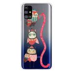 For Samsung Galaxy M31s Trendy Cute Christmas Patterned Case Clear TPU Cover Phone Cases(Red Belt Bird)