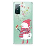 For Samsung Galaxy S20 FE Trendy Cute Christmas Patterned Case Clear TPU Cover Phone Cases(Fireworks and Snowmen)