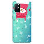 For OnePlus 8T Trendy Cute Christmas Patterned Case Clear TPU Cover Phone Cases(Hang Snowman)
