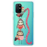 For OnePlus 8T Trendy Cute Christmas Patterned Case Clear TPU Cover Phone Cases(Red Belt Bird)