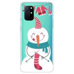 For OnePlus 8T Trendy Cute Christmas Patterned Case Clear TPU Cover Phone Cases(Socks Snowman)