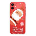 For iPhone 12 mini Trendy Cute Christmas Patterned Case Clear TPU Cover Phone Cases (Santa Claus)