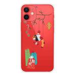 For iPhone 12 mini Trendy Cute Christmas Patterned Case Clear TPU Cover Phone Cases (Black Tree Gift)