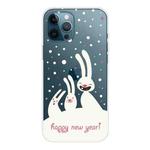 For iPhone 12 / 12 Pro Trendy Cute Christmas Patterned Case Clear TPU Cover Phone Cases(Three White Rabbits)