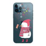 For iPhone 12 / 12 Pro Trendy Cute Christmas Patterned Case Clear TPU Cover Phone Cases(Fireworks and Snowmen)