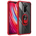 For Xiaomi Redmi Note 8 Pro Shockproof Transparent TPU + Acrylic Protective Case with Ring Holder(Red)