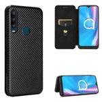 For Alcatel 1SE 2020 Carbon Fiber Texture Horizontal Flip TPU + PC + PU Leather Case with Card Slot(Black)