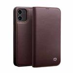 For iPhone 12 / 12 Pro QIALINO Business Horizontal Flip Leather Case with Holder & Card Slots & Wallet(Brown)
