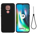 For Motorola Moto G9 Play Pure Color Liquid Silicone Shockproof Full Coverage Case(Black)