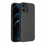 For iPhone 12 / 12 Pro QIALINO Shockproof Cowhide Leather Protective Case(Black)