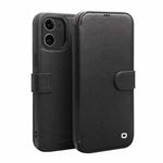 For iPhone 12 / 12 Pro QIALINO Business Magnetic Horizontal Flip Leather Case with Card Slots & Wallet(Black)