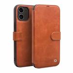 For iPhone 12 / 12 Pro QIALINO Business Magnetic Horizontal Flip Leather Case with Card Slots & Wallet(Light Brown)