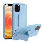 For iPhone 12 mini Shockproof PC + TPU Protective Case with Wristband & Holder (Light Blue)