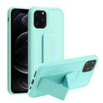 For iPhone 12 / 12 Pro Shockproof PC + TPU Protective Case with Wristband & Holder(Mint Green)