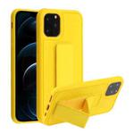 For iPhone 12 Pro Max Shockproof PC + TPU Protective Case with Wristband & Holder(Yellow)