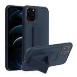 For iPhone 12 Pro Max Shockproof PC + TPU Protective Case with Wristband & Holder(Dark Blue)