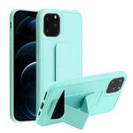 For iPhone 12 Pro Max Shockproof PC + TPU Protective Case with Wristband & Holder(Mint Green)