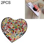 2 PCS Universal Love Flash Diamond Phone Folding Stand Ring Holder(Rainbow)