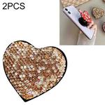 2 PCS Universal Love Flash Diamond Phone Folding Stand Ring Holder(Gold)