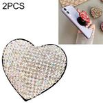 2 PCS Universal Love Flash Diamond Phone Folding Stand Ring Holder(White)