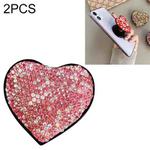 2 PCS Universal Love Flash Diamond Phone Folding Stand Ring Holder(Pink)