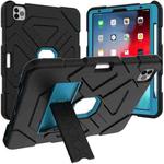 LT-T Contrast Color Shockproof Silicone + PC Protective Case with Holder For iPad Air 2022 / 2020 10.9(Black Blue)