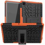 For Samsung Galaxy Tab A7 (2020) T500/T505 Tire Texture TPU+PC Shockproof Case with Holder(Orange)
