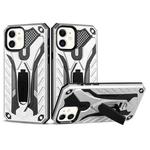 For iPhone 12 mini Shockproof TPU + PC Protective Case with Holder (Silver)