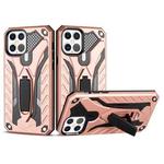 For iPhone 12 / 12 Pro Shockproof TPU + PC Protective Case with Holder(Rose Gold)