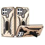For iPhone 12 / 12 Pro Shockproof TPU + PC Protective Case with Holder(Gold)