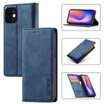 For iPhone 12 mini LC.IMEEKE Strong Magnetism Ultra-thin Horizontal Flip Shockproof Matte TPU + PU Leather Case with Holder & Card Slots & Wallet (Blue)