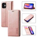 For iPhone 12 mini LC.IMEEKE Strong Magnetism Ultra-thin Horizontal Flip Shockproof Matte TPU + PU Leather Case with Holder & Card Slots & Wallet (Rose Gold)