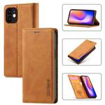For iPhone 12 mini LC.IMEEKE Strong Magnetism Ultra-thin Horizontal Flip Shockproof Matte TPU + PU Leather Case with Holder & Card Slots & Wallet (Brown)