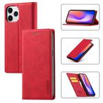 For iPhone 12 / 12 Pro LC.IMEEKE Strong Magnetism Ultra-thin Horizontal Flip Shockproof Matte TPU + PU Leather Case with Holder & Card Slots & Wallet(Red)