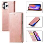 For iPhone 12 Pro Max LC.IMEEKE Strong Magnetism Ultra-thin Horizontal Flip Shockproof Matte TPU + PU Leather Case with Holder & Card Slots & Wallet(Rose Gold)