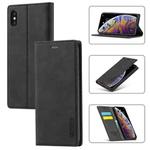 For iPhone X / XS LC.IMEEKE Strong Magnetism Ultra-thin Horizontal Flip Shockproof Matte TPU + PU Leather Case with Holder & Card Slots & Wallet(Black)
