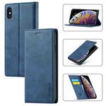 For iPhone X / XS LC.IMEEKE Strong Magnetism Ultra-thin Horizontal Flip Shockproof Matte TPU + PU Leather Case with Holder & Card Slots & Wallet(Blue)