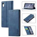 For iPhone XR LC.IMEEKE Strong Magnetism Ultra-thin Horizontal Flip Shockproof Matte TPU + PU Leather Case with Holder & Card Slots & Wallet(Blue)