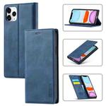 For iPhone 11 Pro Max LC.IMEEKE Strong Magnetism Ultra-thin Horizontal Flip Shockproof Matte TPU + PU Leather Case with Holder & Card Slots & Wallet (Blue)