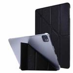 Silk Texture Horizontal Deformation Flip Leather Case with Three-folding Holder For iPad Air 2022 / 2020 10.9(Black)
