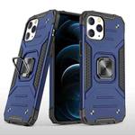 For iPhone 12 Pro Max Magnetic Armor Shockproof TPU + PC Case with Metal Ring Holder(Blue)