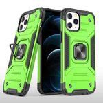For iPhone 12 Pro Max Magnetic Armor Shockproof TPU + PC Case with Metal Ring Holder(Green)