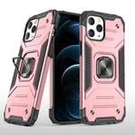 For iPhone 12 Pro Max Magnetic Armor Shockproof TPU + PC Case with Metal Ring Holder(Rose Gold)