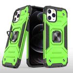 For iPhone 12 / 12 Pro Magnetic Armor Shockproof TPU + PC Case with Metal Ring Holder(Green)