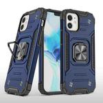 For iPhone 12 mini Magnetic Armor Shockproof TPU + PC Case with Metal Ring Holder (Blue)